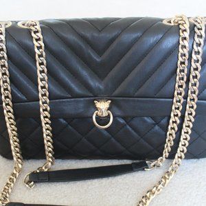 Black Topshop Flap Purse with Gold Hardware